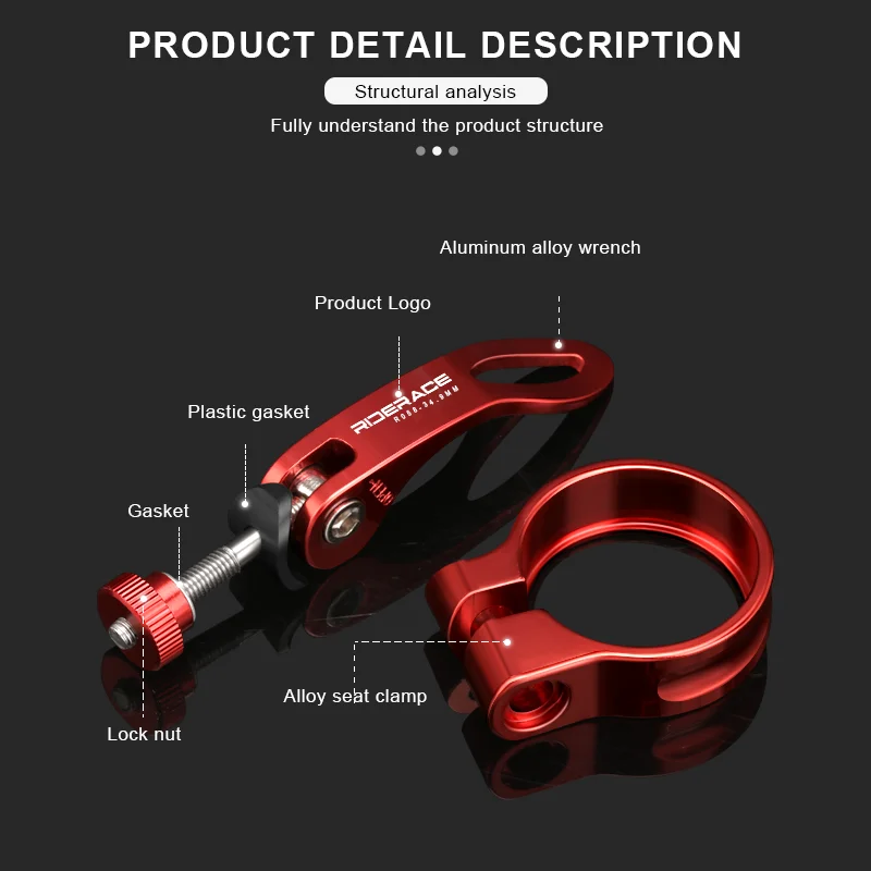 Bicycle Seatpost Clamp 31.8/34.9mm Aluminium Alloy MTB Road Bike Seat Post Clamp Ultralight Quick Release Cycling Accessories