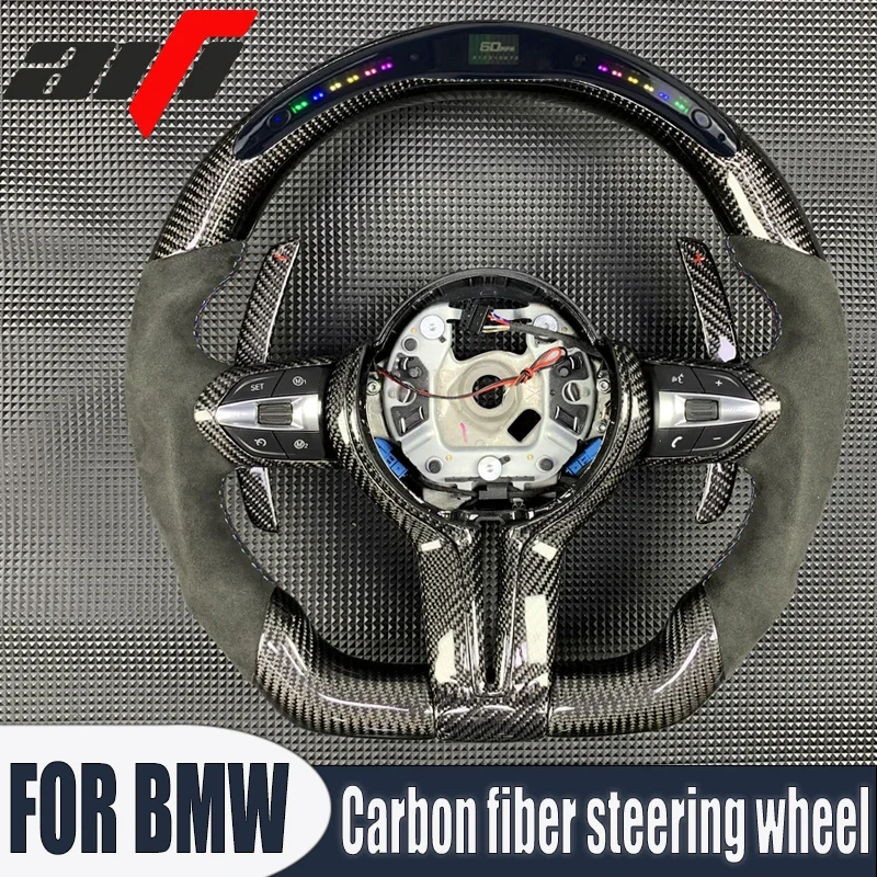 For BMW 3/4/5/x5 Series F30 F10 F15 F16 F06 F32 F26 F25 F20 F34 F02 F Series Carbon Fiber Steering Wheel LED Alcanta Customized