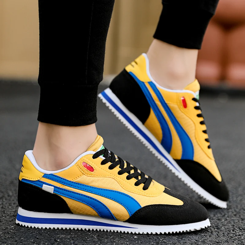 Fashion Yellow Running Shoes Man Trend Low-cut Breathable Casual Sneakers For Men Lightweight Men's Sports Shoes tenis masculino