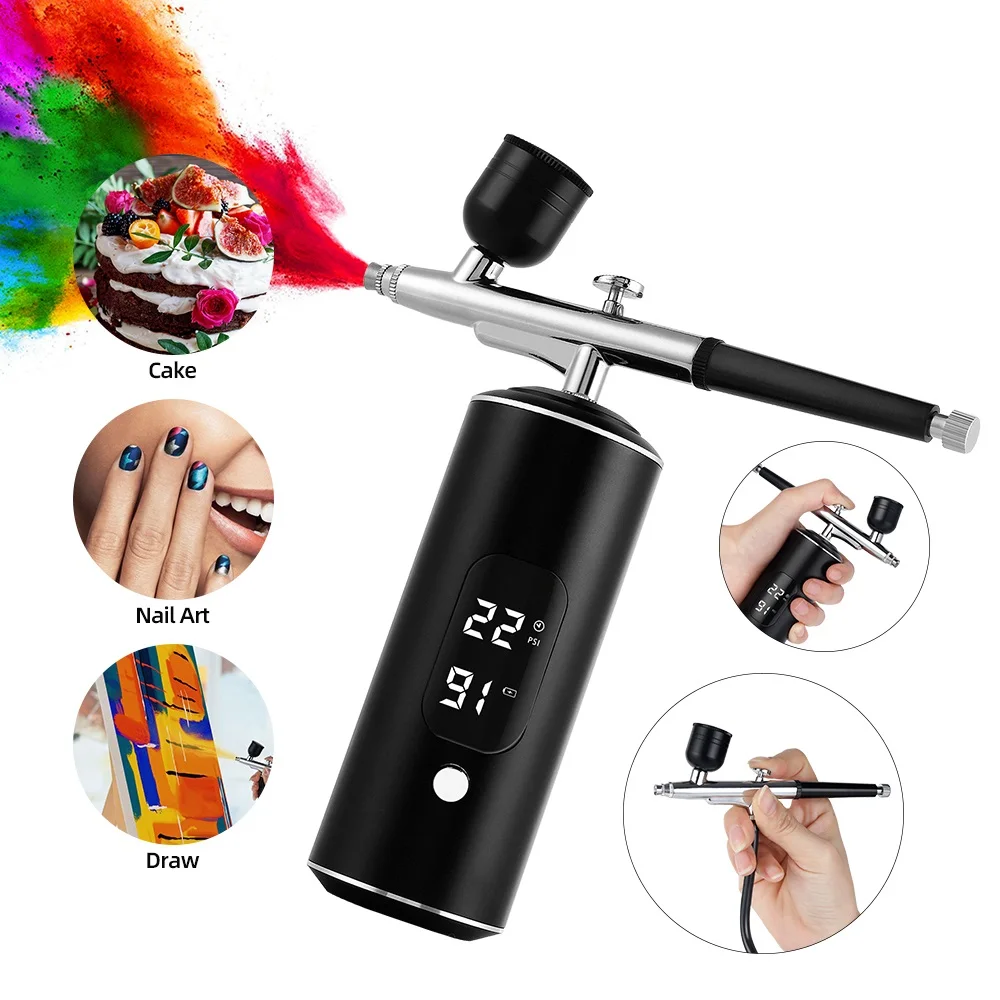 0.3mm Nozzle Portable Airbrush Kit Mini Spray Gun Air Pressure Wireless Operation Suitable For Manicure Tattoos Art Painting