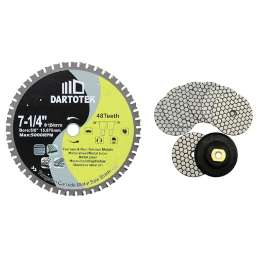 

Отрезной диск по металлу 7-1/4 дюйма/184 мм, 48 зубьев, с напайками из карбида вольфрама (TCT), для стали, нержавеющей стали и ферросплавов