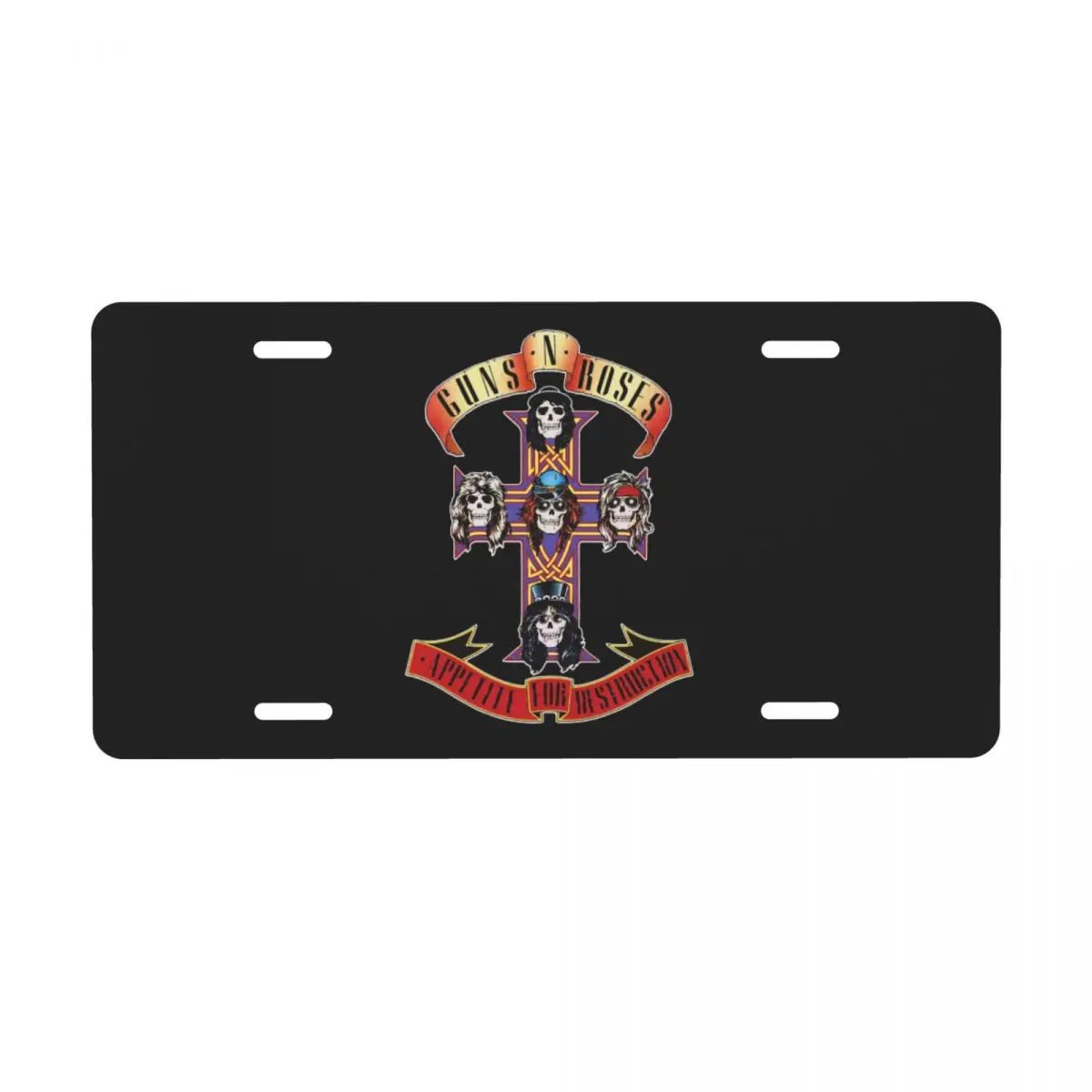 Hard Rock Band Guns N Roses License Plate Bullet Logo Decorative Car Front License Plate Cover Aluminum Vanity Tag 12 X 6 Inch