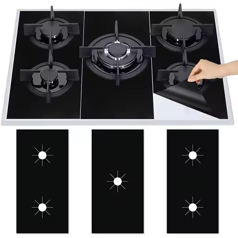 5-Hole Gas Stove Pad Protective Cover Easy Cleaning Anti-Dirty Reusable Kitchen Gas Stovetop Protector Pads