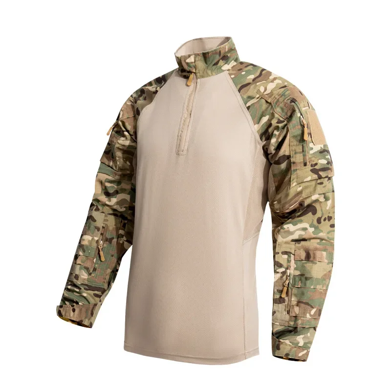 Men Outdoor Uniform Combat Shirt Tactical Shirt Long Sleeve Paintball Camping Hunting Clothes Wear Resistant Tops