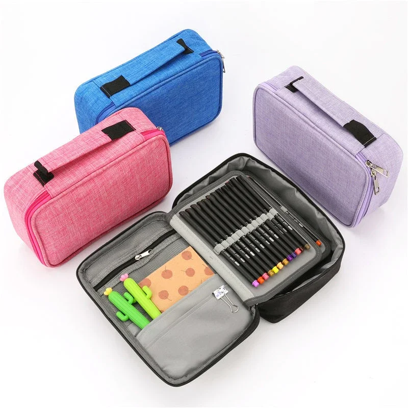 Estojo Escolar Box Organizador Grande Jumbo Zíper à prova d'água Até 72 Canetas ou Escovar Feminino/Masculino