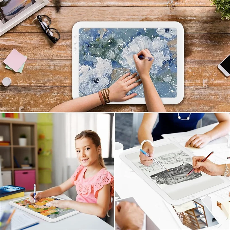 Dernière boîte à lumière LED A4 Rechargeable pour le traçage, boîte à lumière sans fil, lampe de dessin, Table lumineuse, panneau de copie lumineux pour artistes