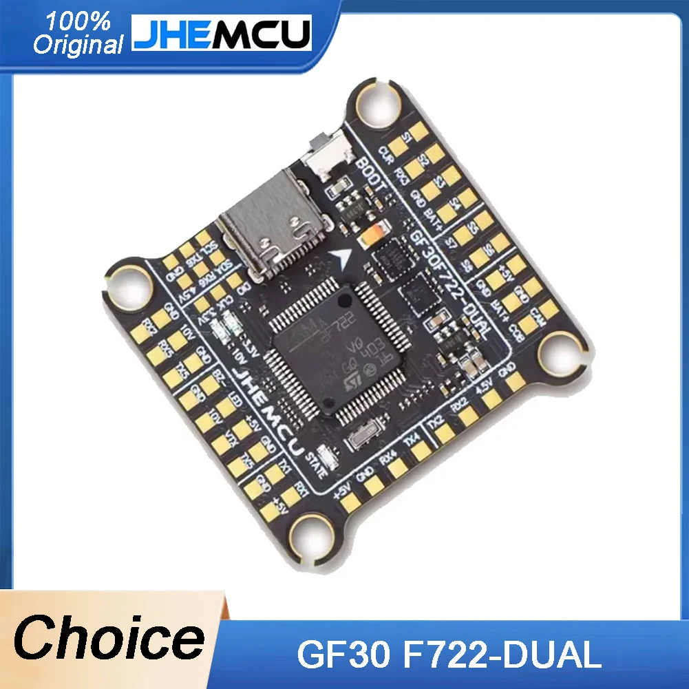 

JHEMCU GF30F722 Dual F722 Flight Controller - Dual BEC, Dual Gyro, 3-6S Input, 30.5x30.5mm for FPV Freestyle Drones