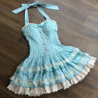 Summer Japanese Y2K Sweet Elegant Dress Woman Bow Kawaii Lolita Design Beach Style Dress Female Plaid Korea Style Chic Outfits