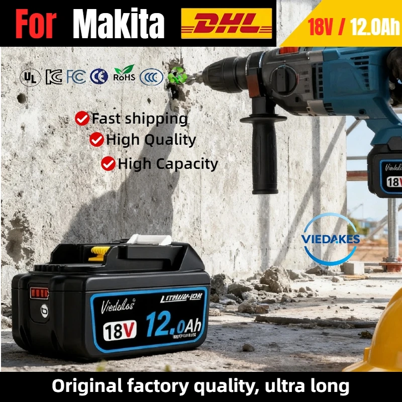 

For Makita 18V Battery ,12.0Ah Li-ion Battery with Advanced Chip, Provides Stable Power for Tools and Ensures Safety.