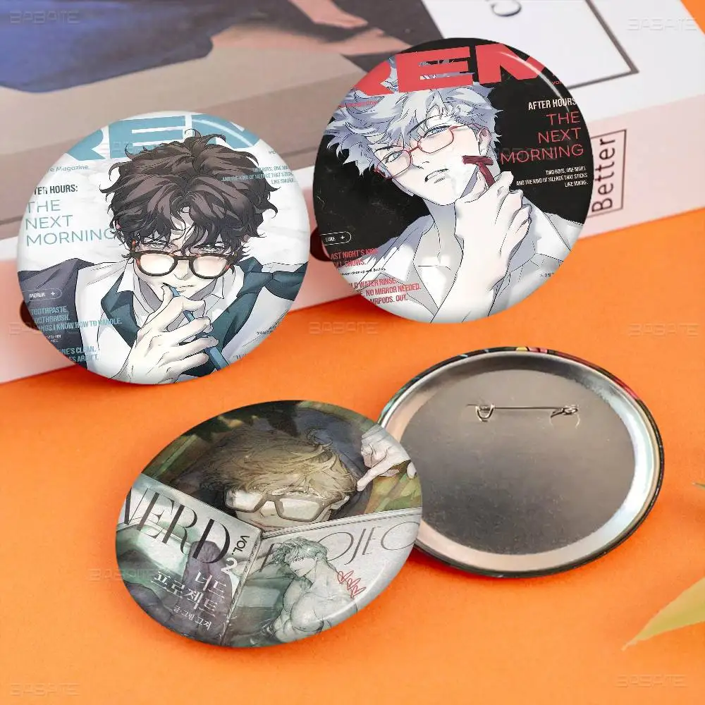 Broches para fotos de Anime Nerd Project Bl, insignia redonda creativa, alfileres de regalo de 32/44/58mm