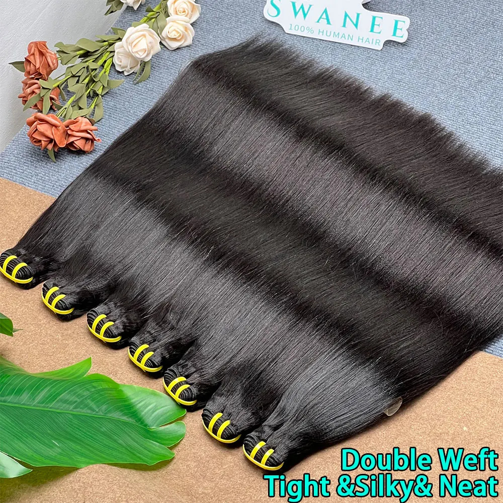 Yaki Straight Human Hair Bundles 100g/Bundle 100% Human Hair Extensions Sew In Weaves 10-30 Inch #1B Natutral Black 1/3/4 Bundle