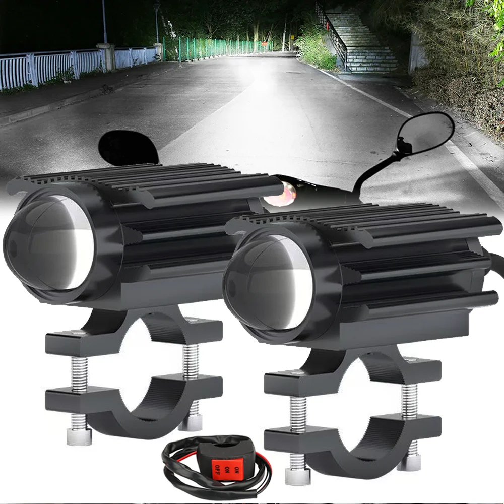 

Auxiliary Motorcycle LED Spotlight LenS Led Headlight Fog Light Lamps 12V-80V 200W for Honda Yamaha Suzuki Hero Italika Jawa BMW