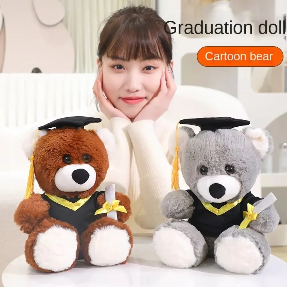 New 25cm Graduation Bear Dr. Hat Soft Sitting Bear Doctor Bear Graduation Gift