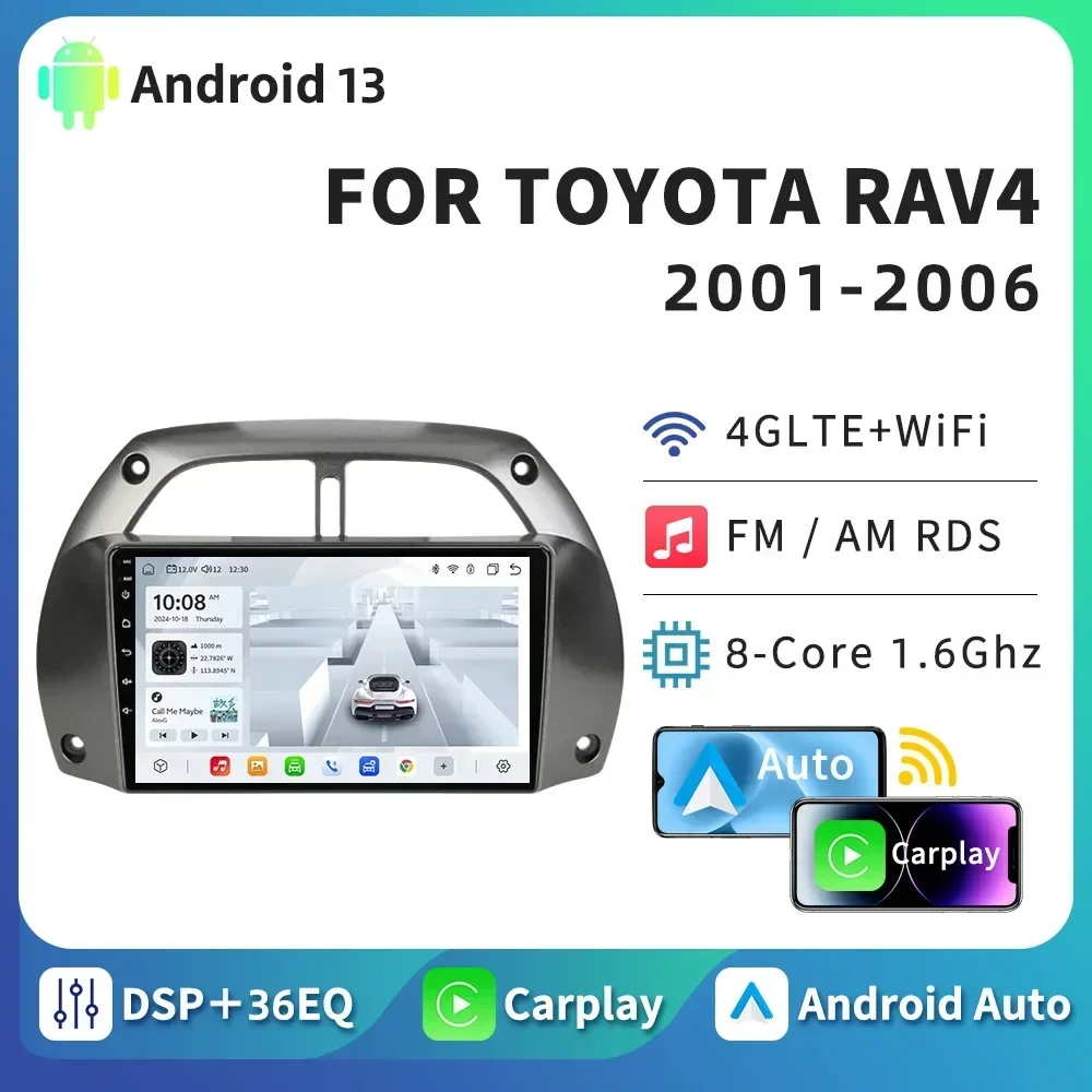 

HTZM Car Android Auto For Toyota RAV4 RAV 4 2001 2002 2003 2004-2006 GPS Player Carplay Multimedia Radio WIFI 2 Din DSP Stereo