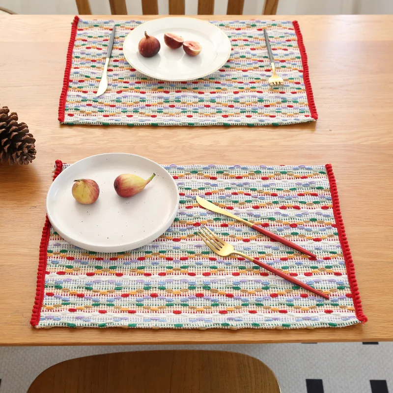 2PCS Cute Colorful Meal Mat Home Christmas Desktop Decoration Thickened Western Food Mat Anti Scald Mat