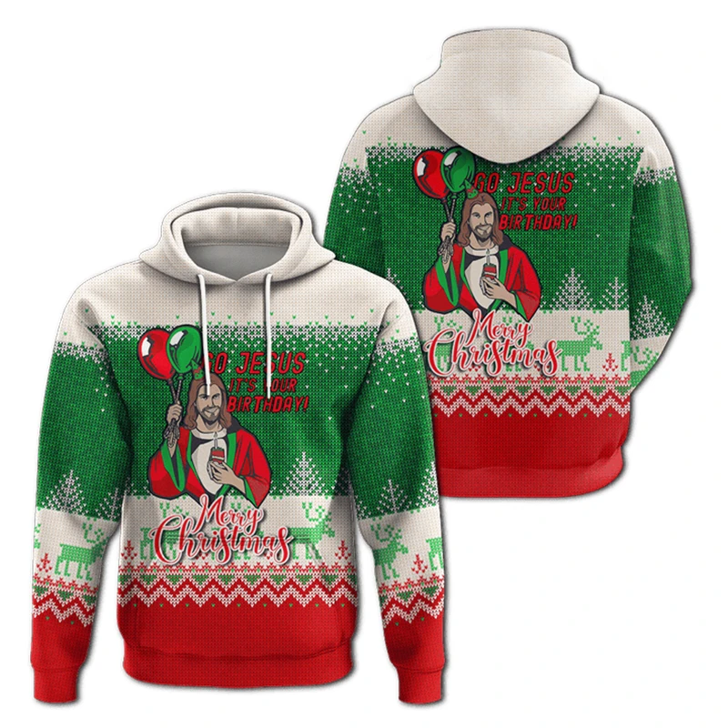 Jesus cristo feio moletom com capuz roupas masculinas 3d impresso papai noel padrão hoodies feliz natal moda ao ar livre popular casaco topo