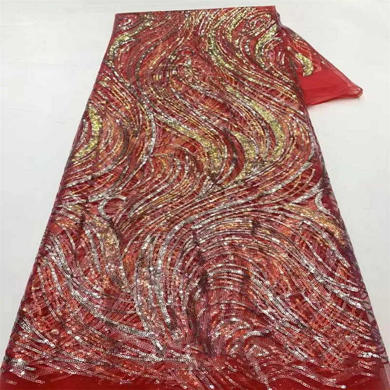 

5Yards Luxury Lace Fabric with Embroidered Stripe Sequins Knitted Mesh for Girls' Bridal Wedding Dresses and Accessories