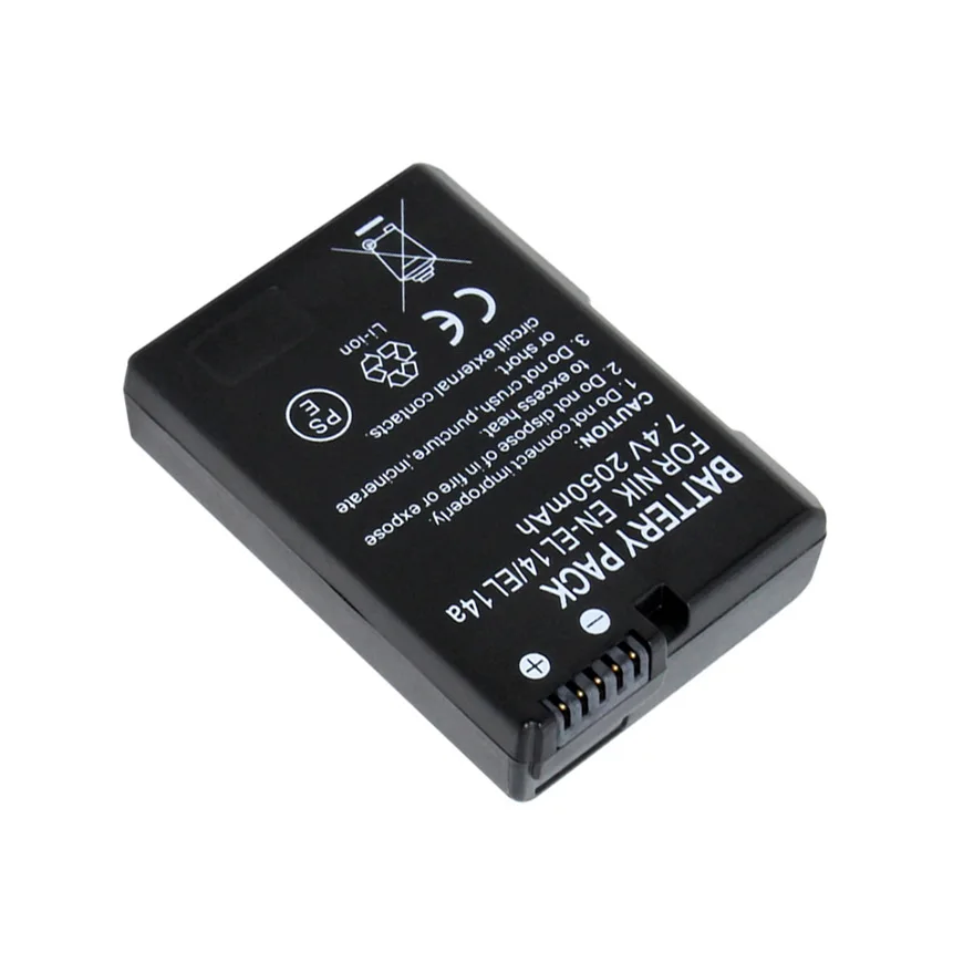 2050mAh 7.4v Rechargeable Camera Battery Pack EN-EL14 EL14a For Nikon DF d3100 d3200 d3300 d5100 d5200 d5300 d5500 DSLR Camera