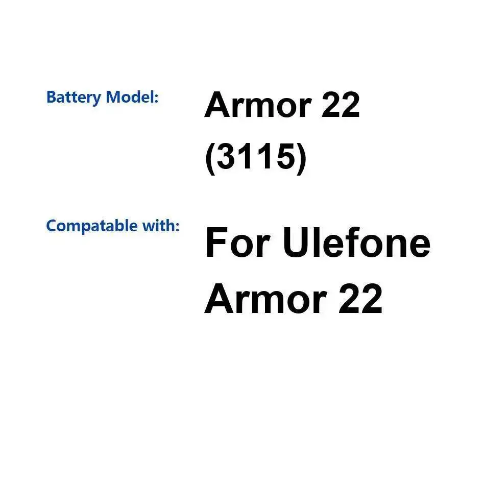 

Для Ulefone Armor 22 3115 хорошая низкотемпературная батарея для мобильного телефона 6600 мАч стабильная