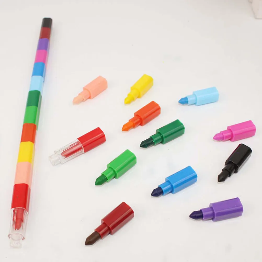 16Pcs 12 Color Bright Washable Crayons Kids Learning Tool Develop Imagination Creativity Color Recognition Ideal Birthday