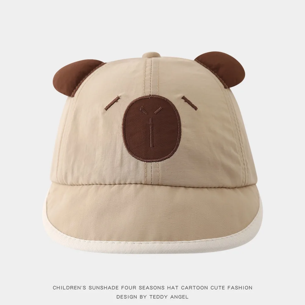 

Fashion Spring Summer Baby Bucket Hat Soft Thin Cute Capybara Newborn Bonnet Boys Girls Short Brim Sunscreen Hat Outdoor