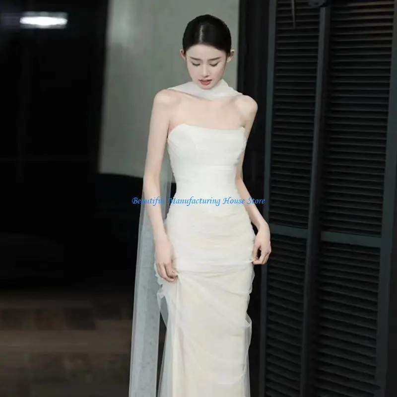 

E56A Luxurious Wedding Scarves Floor Length Sleeveless Bridal Scarf Ballroom Scarf
