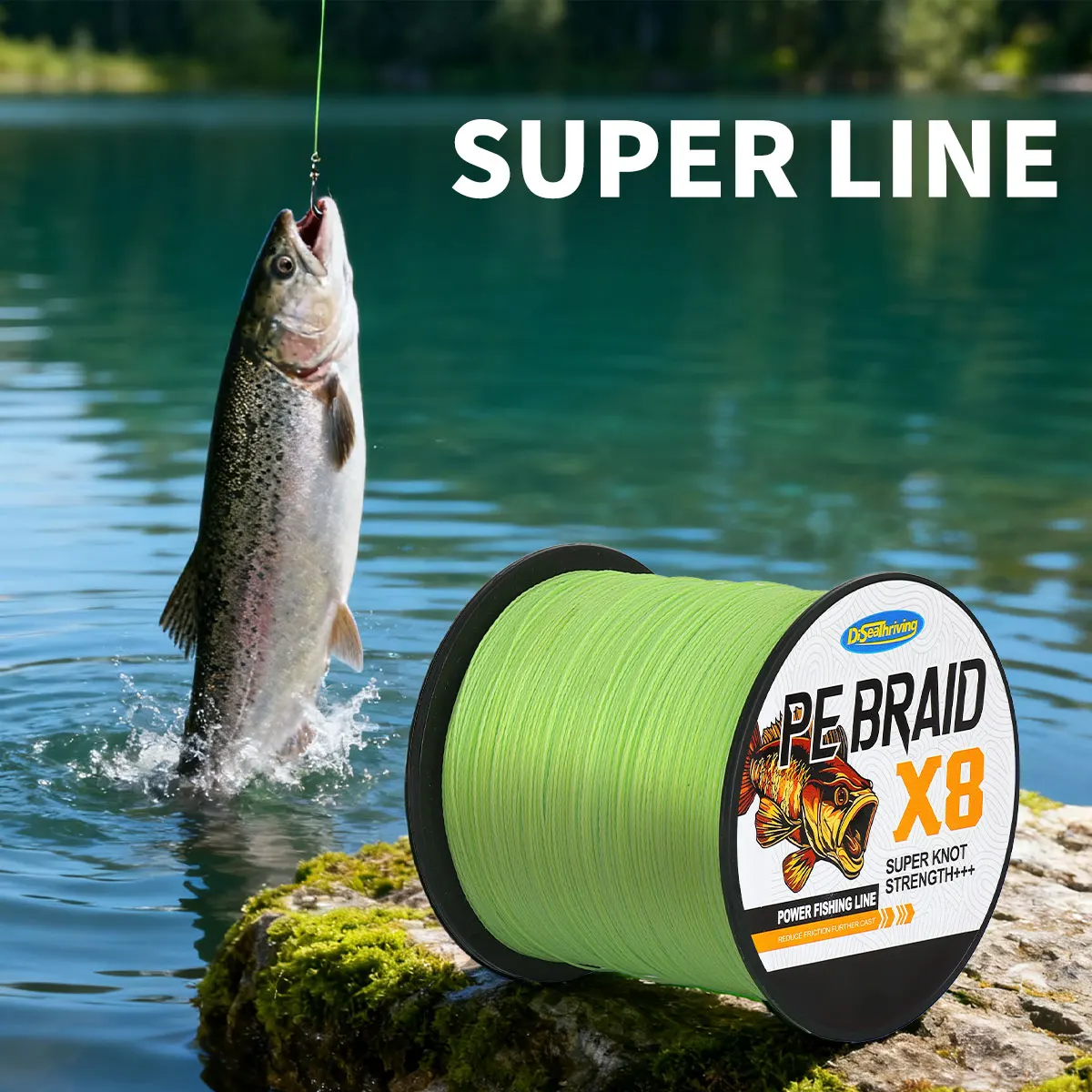 Línea de pesca trenzada, superlínea de alta sensibilidad y resistencia a la abrasión, sin estiramiento, sin decoloración de Color, alambre trenzado, línea súper PE