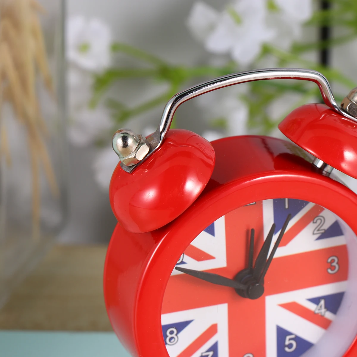 

1pc Mini Union Flag Alarm Clock Blue Desktop Silent Wake-Up Device For Home Dorm Student Bedside Simple Time Display Decor Gift