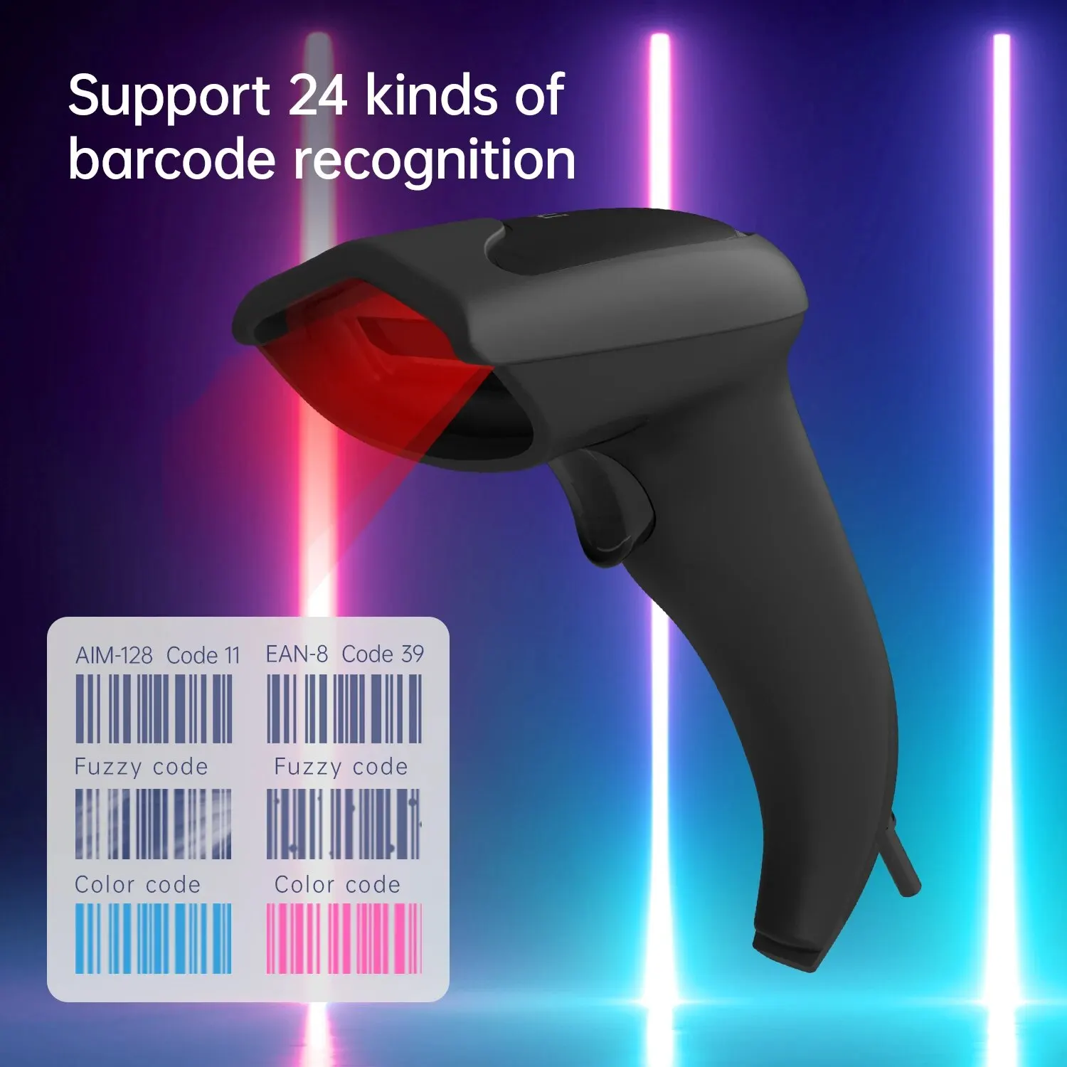 Deli-Handheld Barcode Scanner, Wired 1D USB Bar Code Reader, Código Data Matrix, loja, Supermercado, ES211