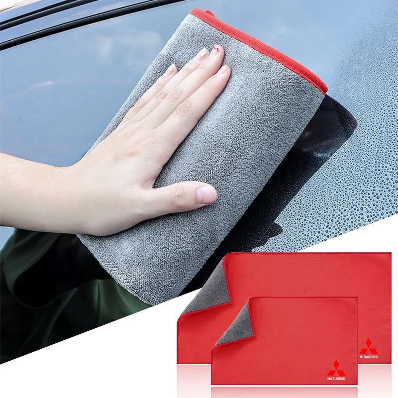 

Car Logo Suede Clean Leather Cloth Motorcycle Washing Towel Emblems For MitsubishiS Lancer ASX Mirage Pajero Sport Xpander