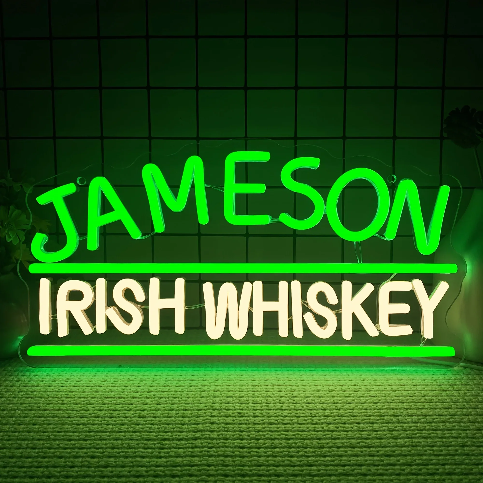 Jameson Irish Whiskey Led Neon Sign - Usb Powered, Wall-Mounted Bar Light With Switch Control For Wall Decoration