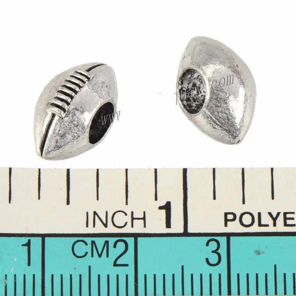 Big Hole Beads Snake Bracelets Customize Sport Rugby Football 13mm Silver Plated 30pcs DIY Jewelry Findings Bulk Items Wholesale
