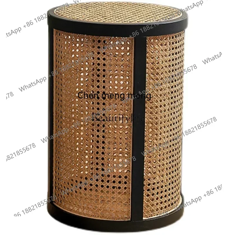 New style Retro solid wood rattan coffee table designer sofa log mobile bedside small table ss 8617