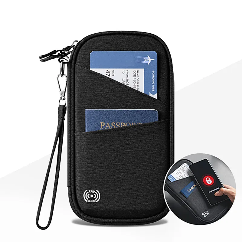 RFID Anti-Theft Passport Flight Ticket Holder Wallet ความจุขนาดใหญ่กระเป๋าเอกสารกระเป๋าเดินทางกระเป๋า Multi Functional Boarding Bag