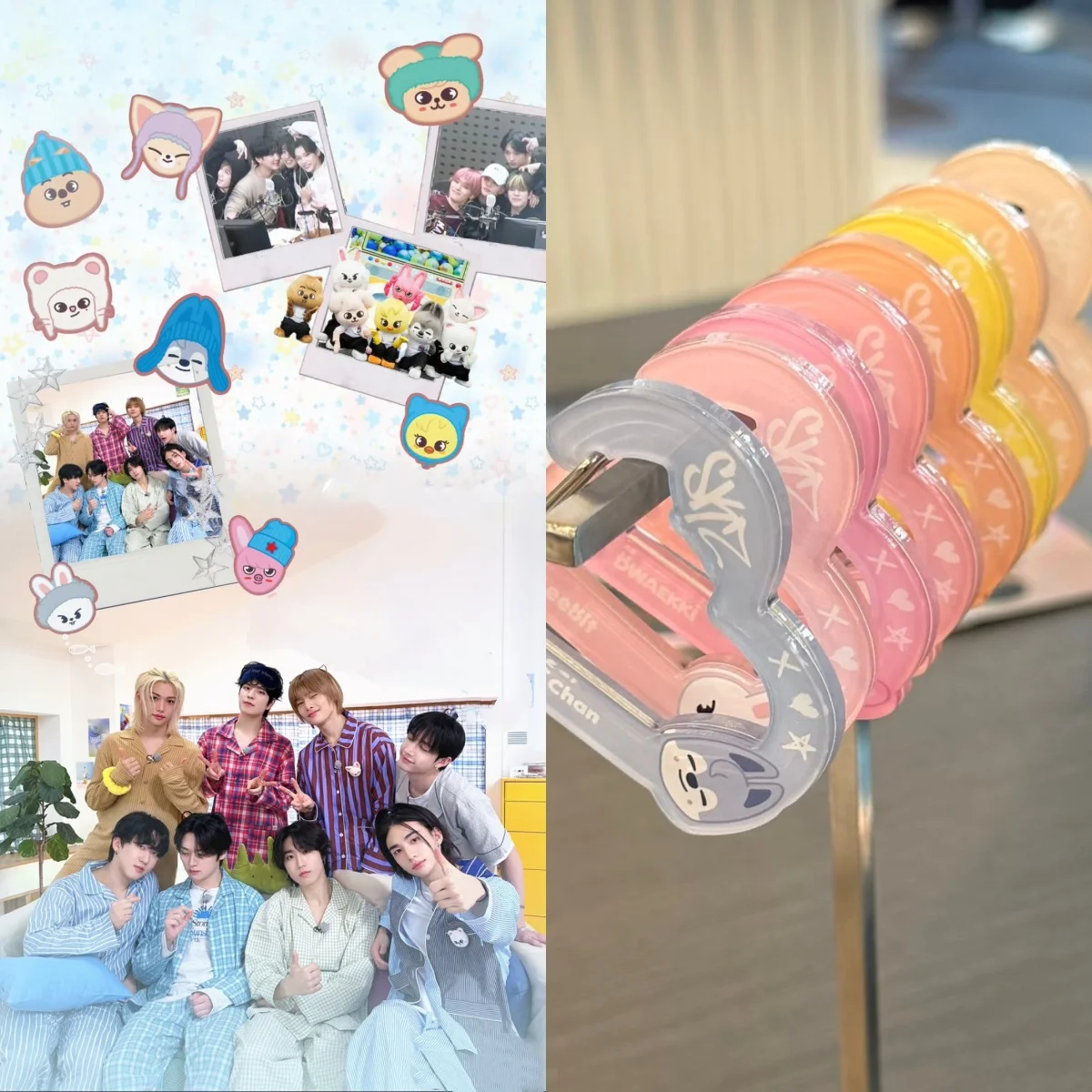 

Kpop Boy Group Cartoon Image SKZOO Decorative Buckle Felix LeeKnow Han Hyunjin Cartoon Pendant BangChan I.N Acrylic Carabiner