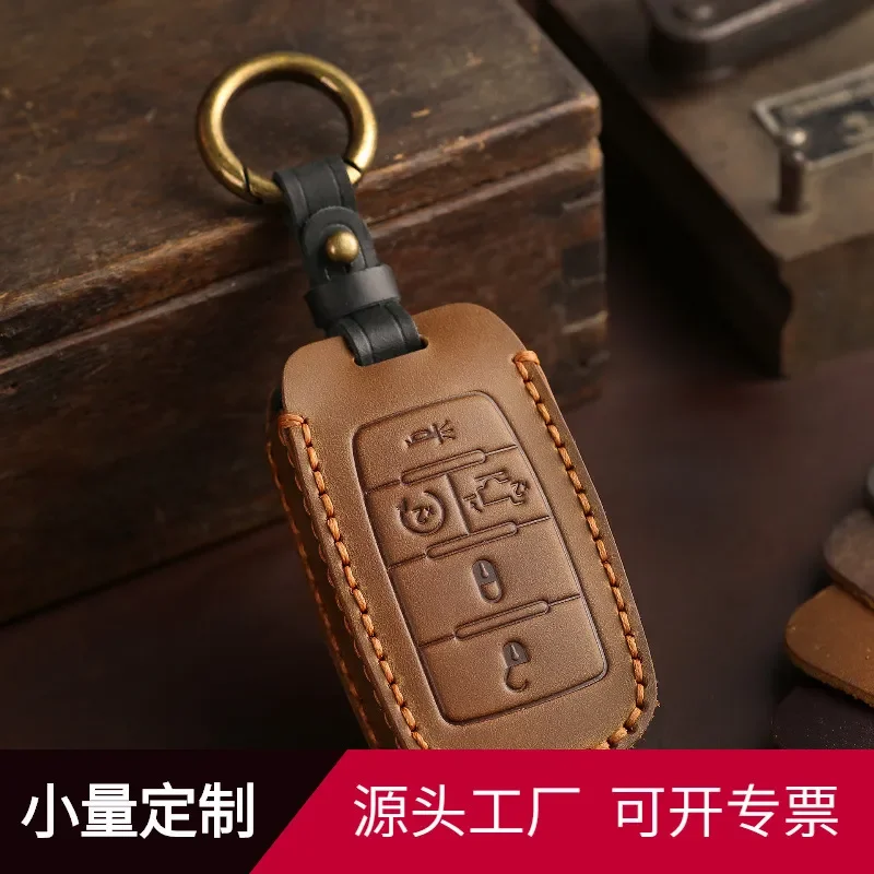 for Dodge GMC Pickup Key Cover First Layer Cowhide Purely Handmade Special Car Key Protective Case