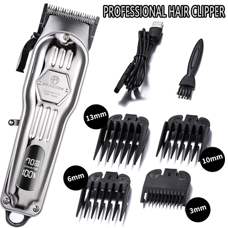 

Professional Hair Clipper For Men Metal Hair Clipper Electric Razor USB Rechargeable Clippers Trimmers Hair Cutting Machine