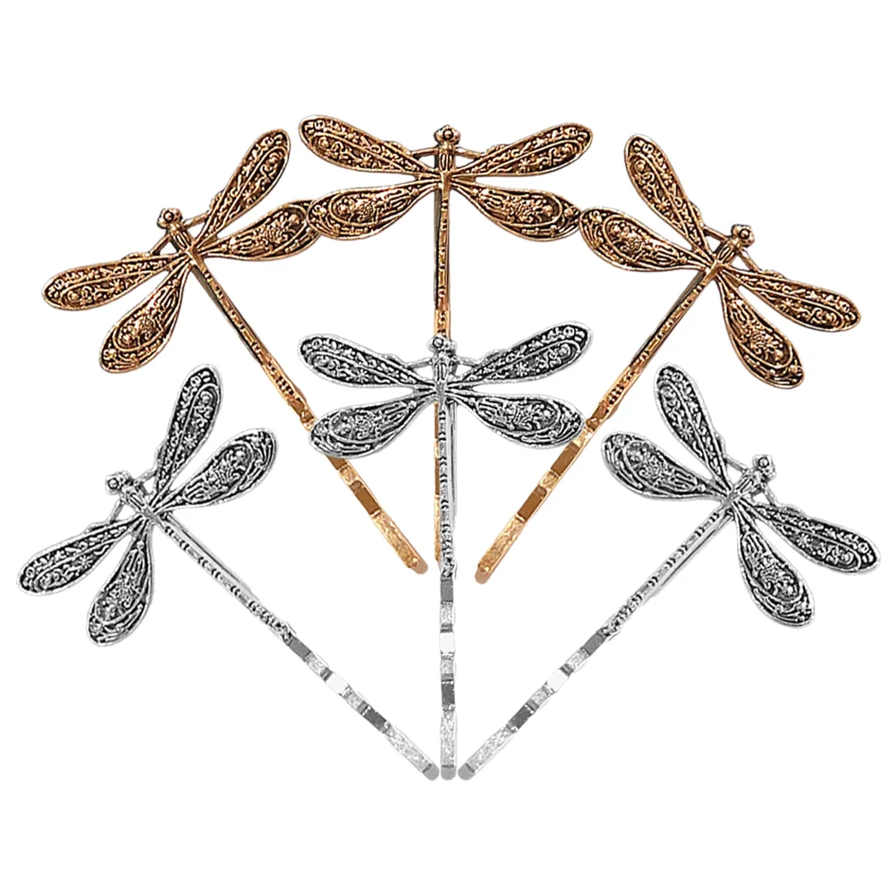 6 Pcs Vintage Dragonfly Hair Clip Decorative for Women Accessories Girl Small Clips Pin Toppers