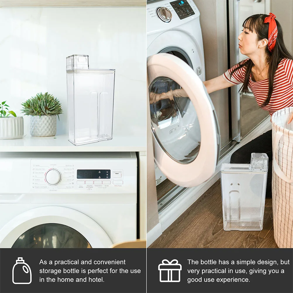 

2Pcs Laundry Detergent Storage Box Transparent Large Capacity Refillable Soap Dispenser Bucket Laundry Room Containers