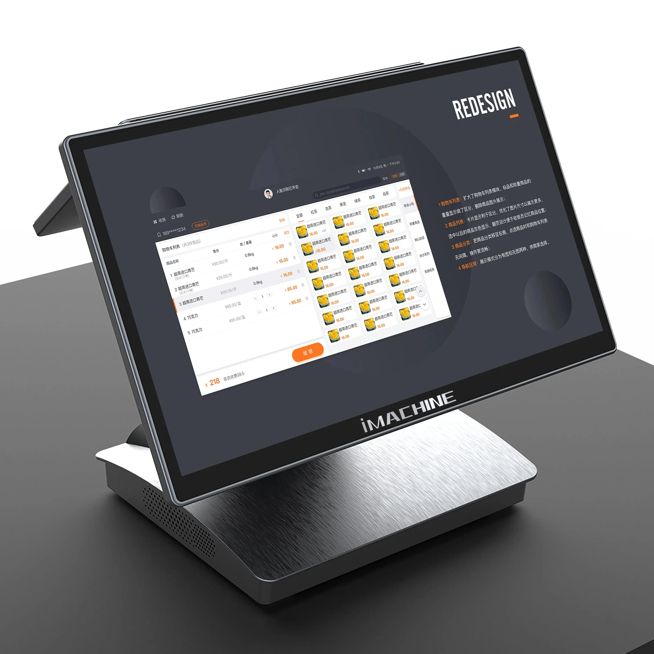 Terminal Pos Layar Sentuh Kapasitif 15,6 Inci Windows Pos Sistem Pos Layar Tunggal dengan Tampilan Pelanggan 10,1 Inci