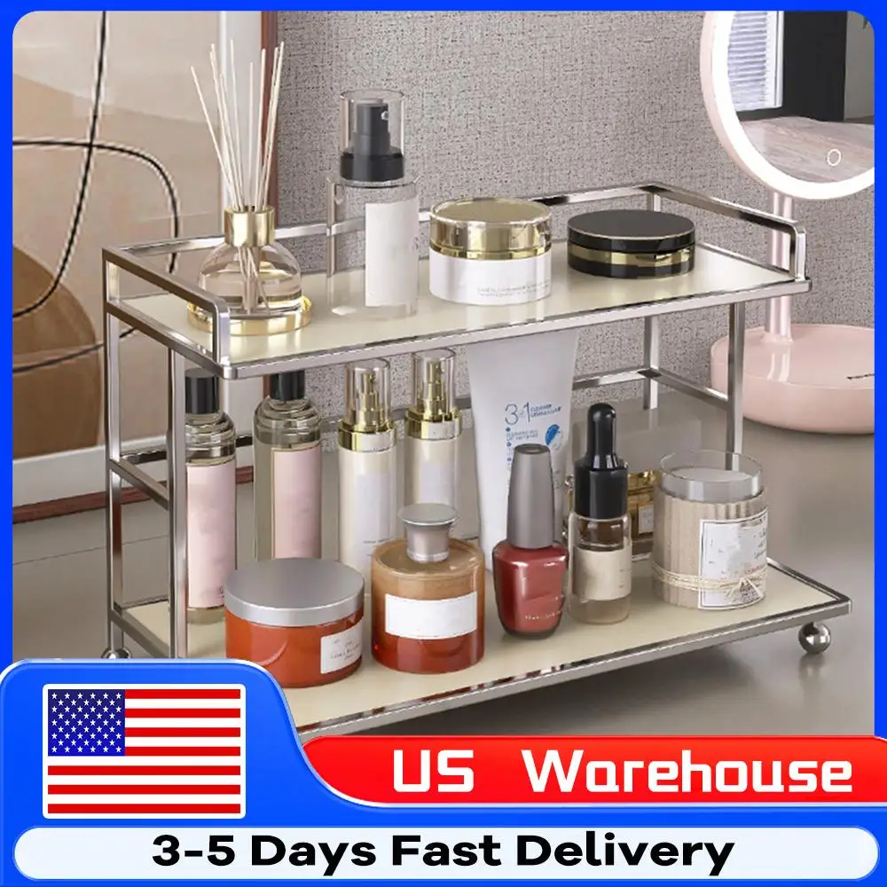 

1 Pc 2 Tier Bathroom Makeup Organizer Acrylic Vanity Organizer Dressing Table Storage Rack for Home Dresser Kitchen Spice Office