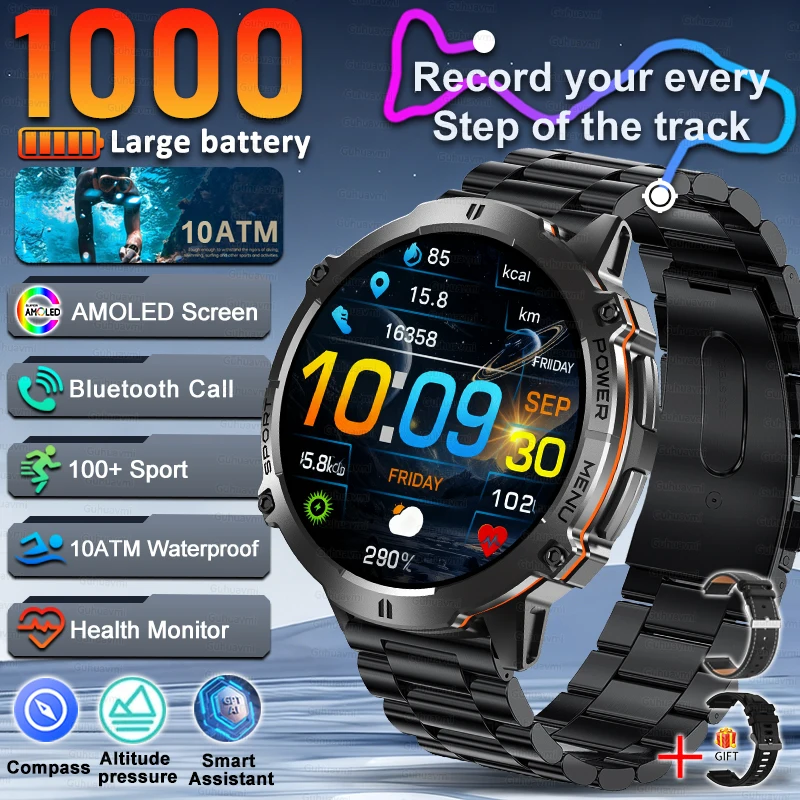 Men Smartwatch High End Sports Watches 1000mAh Large Battery Waterproof Durable AI Custom dial  TREX3  Smart Watch For Men women