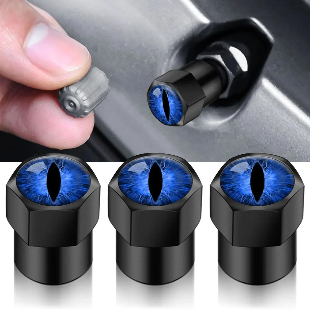 4PCS Universal DIY Cat\'s Eye Design Car Valve Caps Bike Truck Motor Accessories Auto Wheel Stem Tire Valve Tyre Air Car Styling