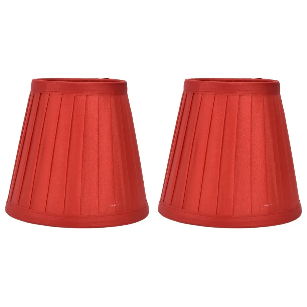 

2PCS White/Yellow/Red Small Lamp Shade Clip On Design Fabric Barrel Fabric Lampshade Lightweight Pleated Fabric Lampshade