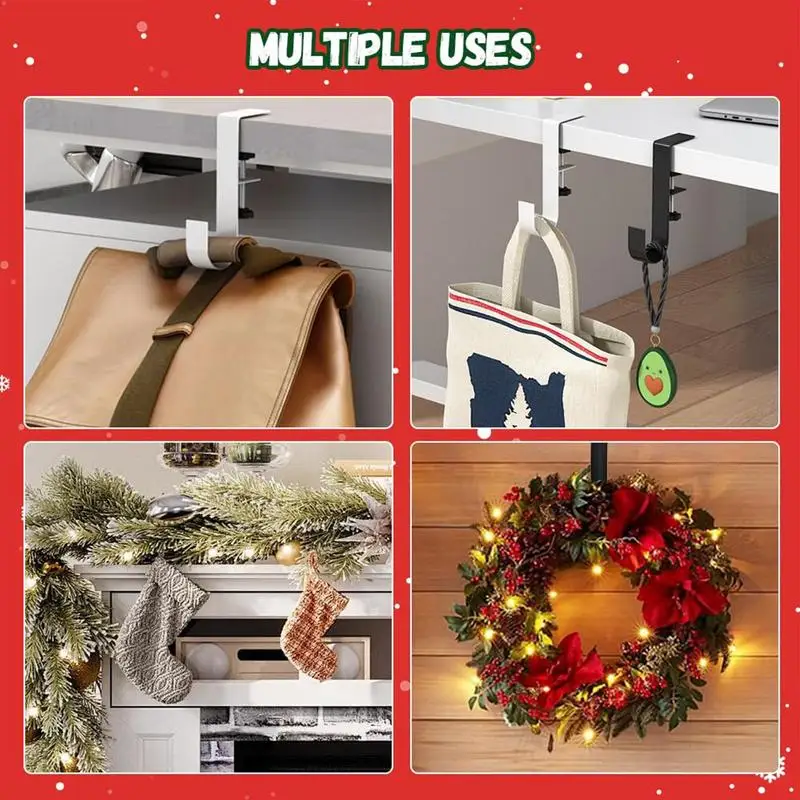 Stocking Hangers For Mantel No Drilling Clamp-On Backpack Hanger Adjustable Metal Hooks Garland Stocking Holder Multifunctional