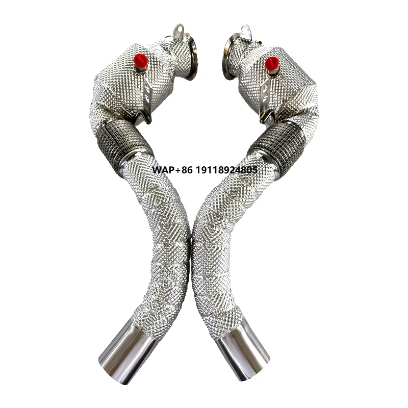 

For M8 M850 4.4T 2018- 304 Stainless Steel with Catalytic Downpipe with Heat Shield