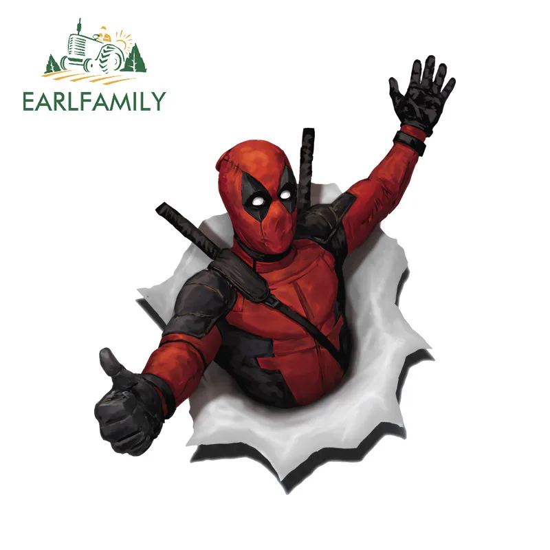 EARLFAMILY for Deadpool Car Stickers Personality Windshield Motorcycle Bumper Waterproof JDM Decal Occlusion Scratch Car Goods