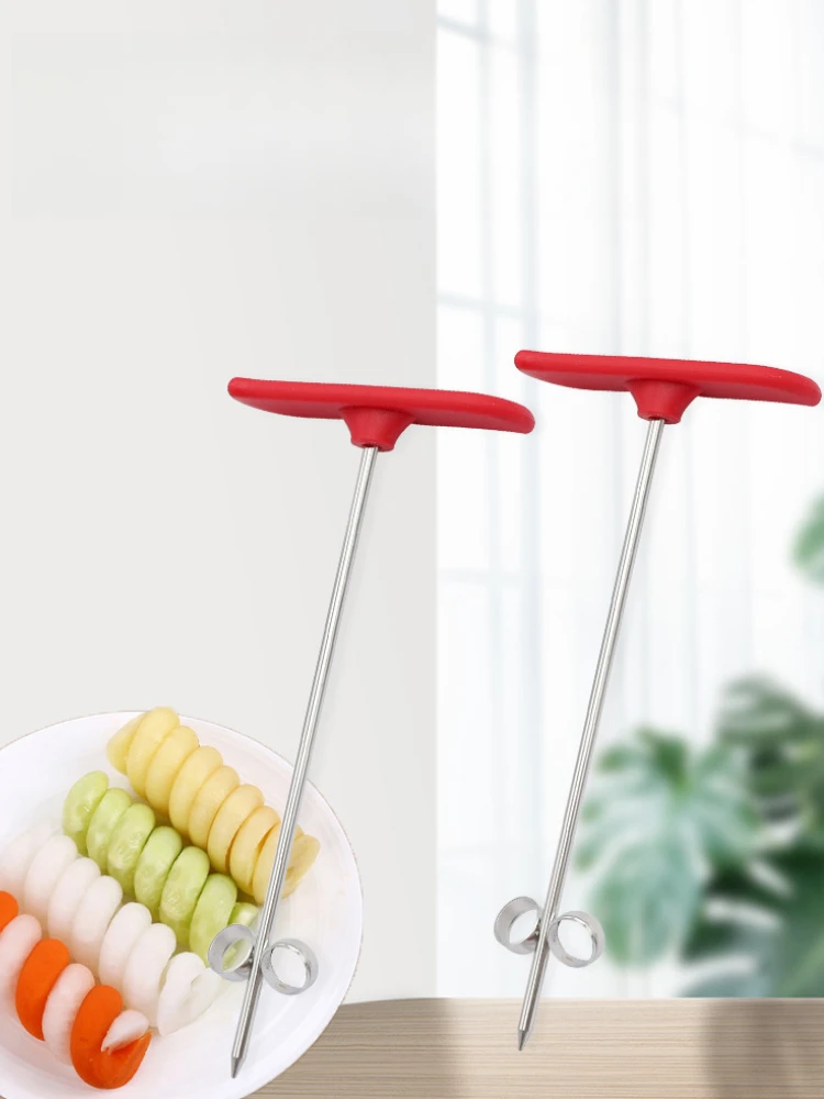 Groenten Spiraalmes 1 st Aardappel Wortel Komkommer Chopper Roestvrij Staal Handleiding Spiraal Carving Cutter Keuken Lade Decoratie - afbeelding 2