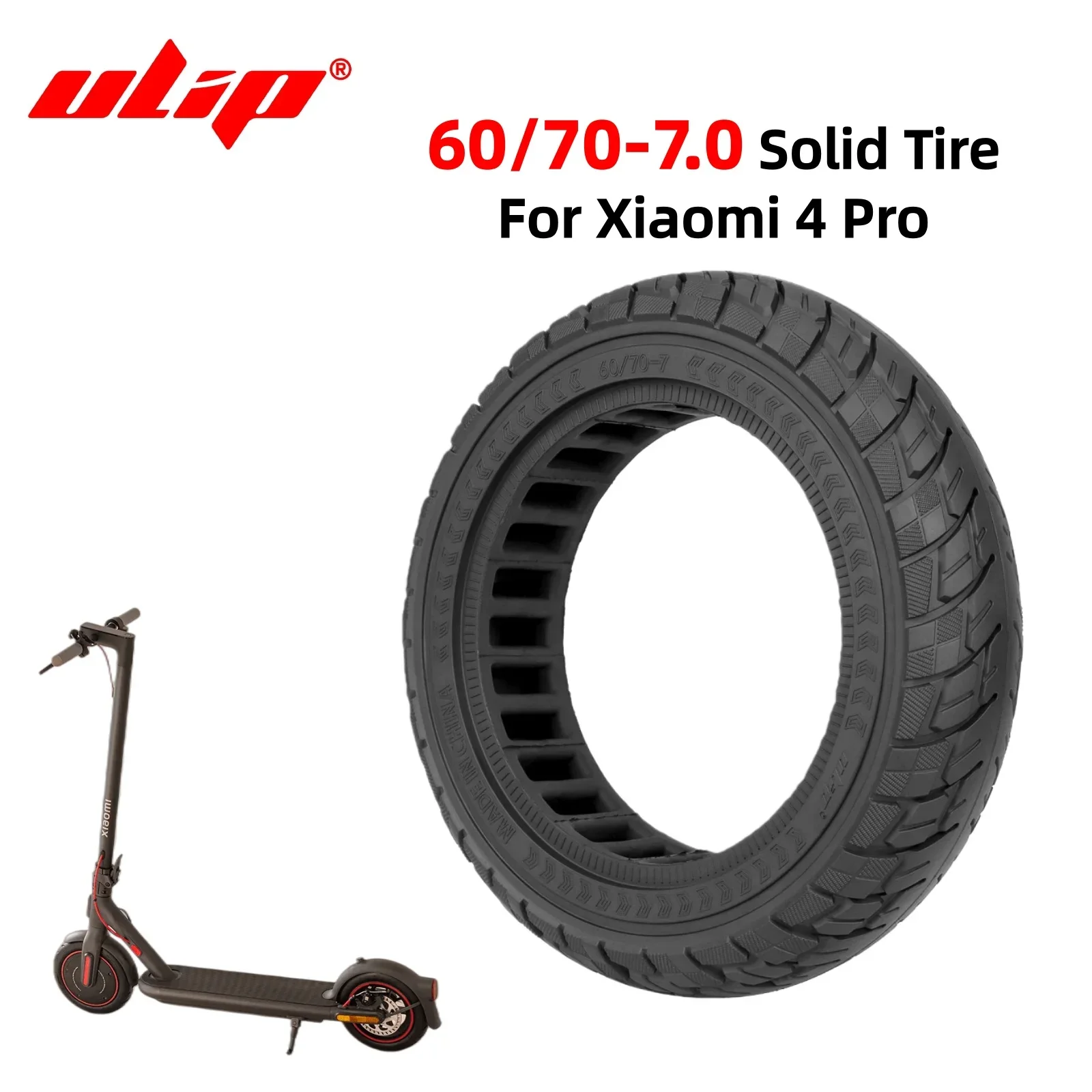 

Усиленная 10-дюймовая цельнолитая шина Ulip 60/70-7.0 для Xiaomi 4 Pro: прочная внедорожная непрокалываемая покрышка для электросамоката