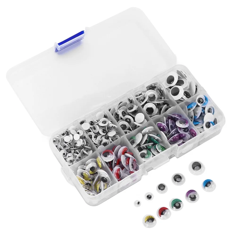 420pcs Easy to Use Self Adhesive Eyes Multi Purpose Multicolor Wiggle Eyes With Eyelashes Plastic Box Included